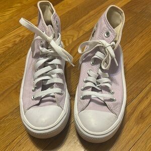 Converse White and Purple High-Top Sneakers